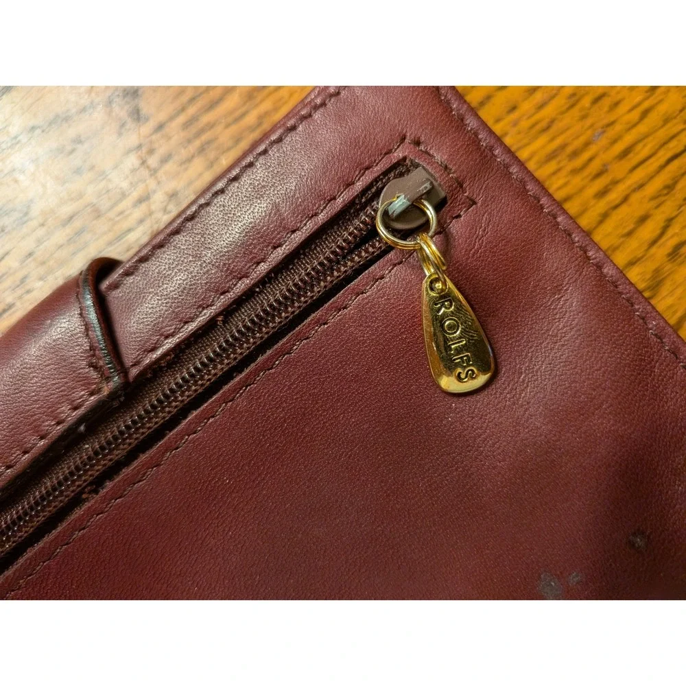 Rolfs Burgundy Genuine Leather Accordion Clutch‎ Wallet Checkbook Holder
